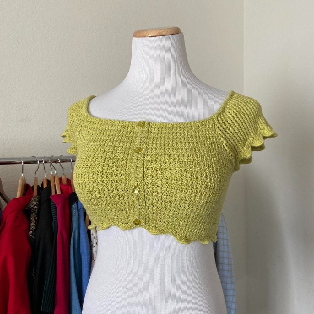 Zara Green Crochet Crop